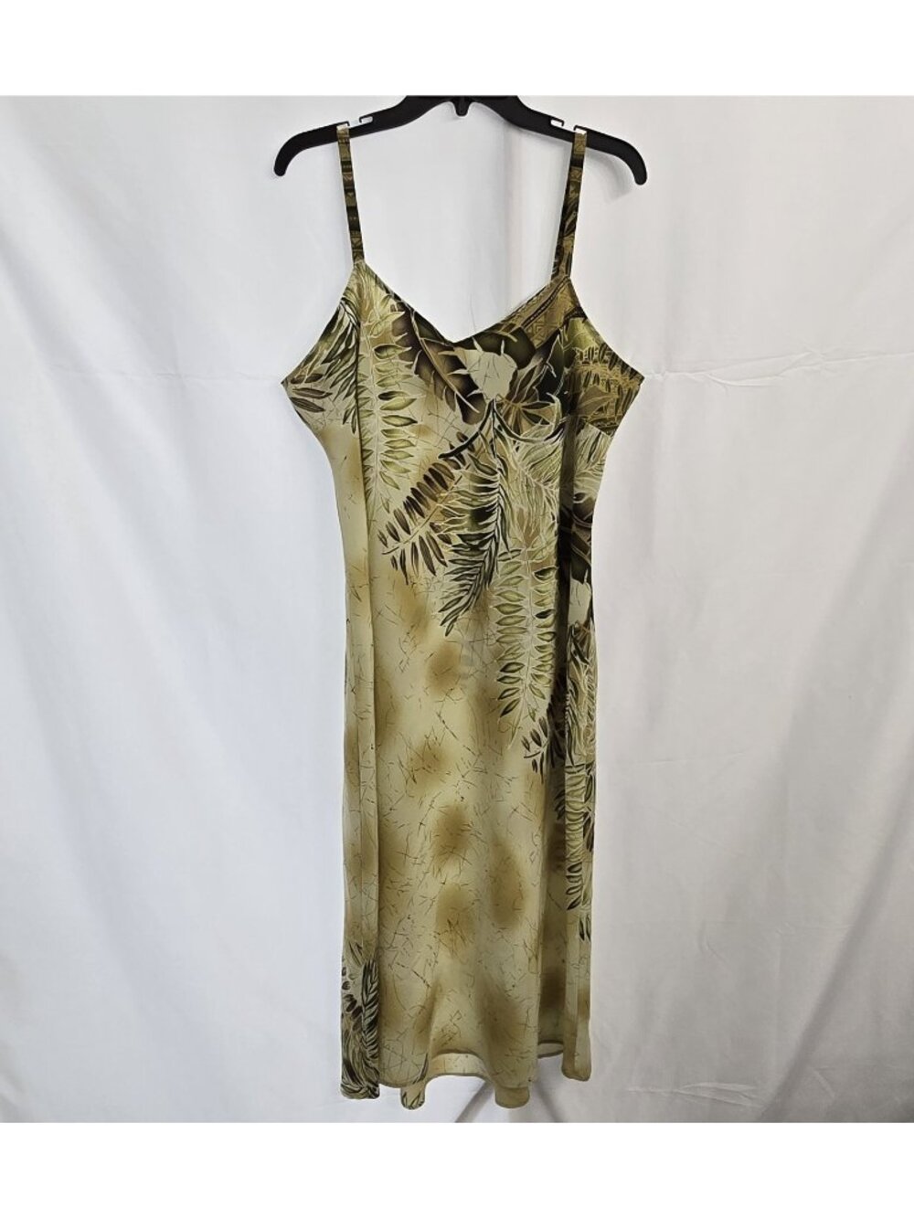 Ashley Stewart Midi Slip Dress Size 15 Floral Palm Tree Green Dress
